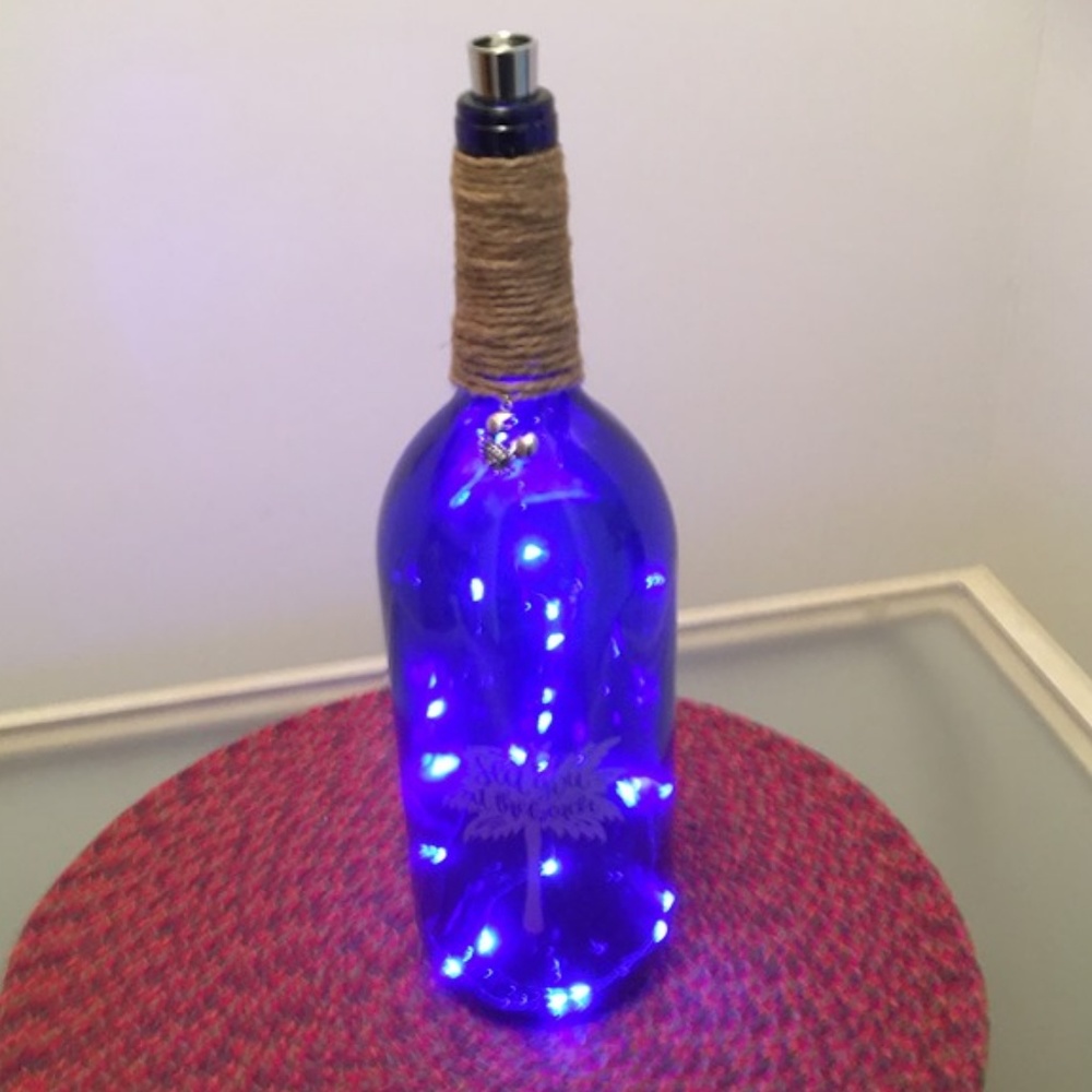 Large Lighted Wine Bottle - Sea you at the Beach!